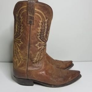 Lucchese 1883 Brown Leather Cowboy Western Boots Pointed Toe Mens 9